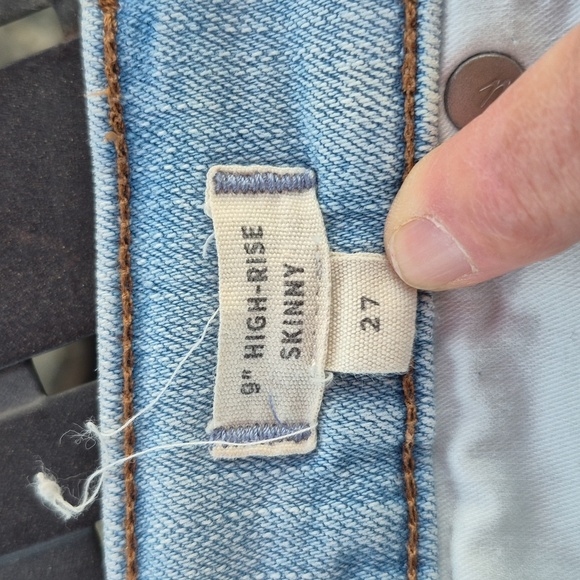 Madewell Stretch Jeans 27 Light Wash High Waist Skinny Distressed - Picture 10 of 11
